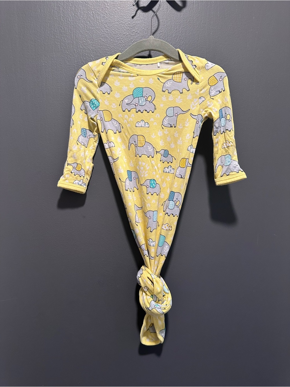 Little Sleepies Yellow Elephant Print Knotted One-Piece